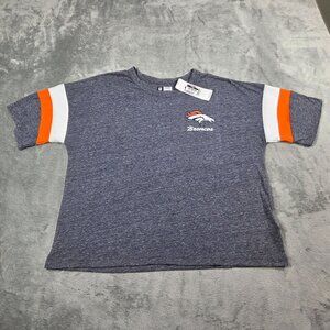 Denver Broncos Top Womens Large Gray NFL Team Apparel Short Sleeve Tee NEW